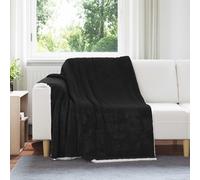 vidaXL Throw Blanket Black 150 x 200 cm Fleece