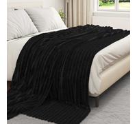 Throw Blanket Black 240 x 220 cm Fleece