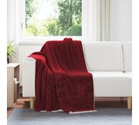 Throw Blanket Bordeaux Red 130 x 150 cm Fleece