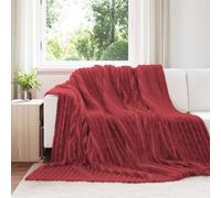 Throw Blanket Bordeaux Red 240 x 220 cm Fleece