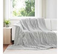 vidaXL Throw Blanket Grey 240 x 220 cm Fleece