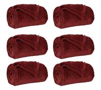 Throw Blankets 6 pcs Bordeaux Red 130 x 150 cm Fleece