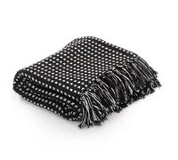 vidaXL Black Throw Blanket 125x150 cm - Soft 100% Cotton Squares Blanket - Machine Washable Plaid Blanket with Tassels - Versatile Armchair Throw, Sofa Throw, Bed Throw