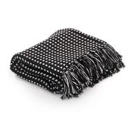 vidaXL Throw Cotton Squares 160x210cm Black Sofa Bed Blanket Cover Bedspread