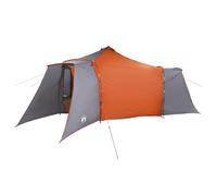 vidaXL Tipi Grey Orange Polyester Tent 193" x 108" Portable Waterproof Spacious Outdoor Shelter with Zipper Closure Ideal for Camping, Festivals