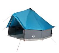 vidaXL Tipi Tent for Family Camping - 8-Person Blue Teepee, Waterproof, Portable Design with E-Port, Mesh Protection, and Storage Pockets