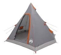 vidaXL Tipi Tent Water-Resistant 3-Person Grey and Orange, Modern Tipi Tent, 3-Person Water-Resistant Outdoor Shelter, Functional Camping Essential with Windows, Easy Setup