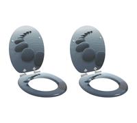 VidaXL Toilet Seat 2 Pcs Grey 44 X 38 Cm Engineered Wood