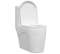 vidaXL Oval white polypropylene toilet seat, 48 x 36.5 x 4.5 cm, antibacterial and durable. It is easy to clean, has a quick release system, 360° rotating hinges and