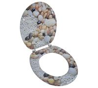 vidaXL Toilet Seat - Durable MDF Lid with Impressive Pebbles Design - Universal Fit for All Common Toilet Bowls - Easy to Install, Effortless to Clean