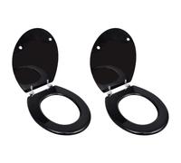 vidaXL Toilet Seats with Lids 2 pcs MDF Black
