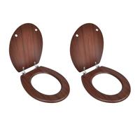 vidaXL 2x Toilet Seats with Lids MDF Brown Bathroom WC Accessory