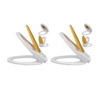 vidaXL 2x Toilet Seats with Soft Close Lids Plastic White and Yellow Bathroom