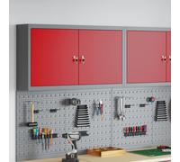 Tool Cabinet Red 100x20x55cm Engineered Wood & Steel 2 Shelves 2 Cam Locks Slim