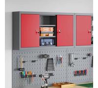 vidaXL Tool Cabinet with Shelf with Lock Red and Grey 100 x 20 x 55 cm