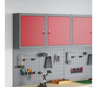 vidaXL Tool Cabinet with Shelf with Lock Red and Grey 50 x 20 x 55 cm