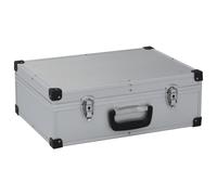 Tool Case Silver Aluminium ABS Wood 46x33x16cm Lockable 6 Compartments Durable+
