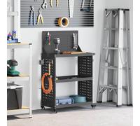 vidaXL Tool Trolley Black 65 x 35 x 111 cm Cold-rolled Steel