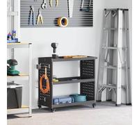 vidaXL Tool Trolley with Shelf Black 75 x 35 x 73 cm Cold-rolled Steel