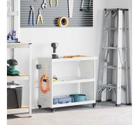 vidaXL Tool Trolley with Shelf White 75 x 35 x 73 cm Cold-rolled Steel