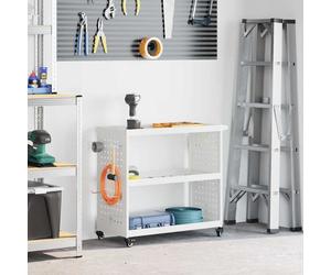 vidaXL Tool Trolley with Shelf White 75 x 35 x 73 cm Cold-rolled Steel