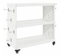 vidaXL Tool Trolley 75 x 35 x 73 cm with 360° Rotation White Powder Coated Steel