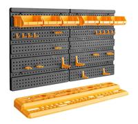 vidaXL Tool Wall Peg Board Wall Tool Organizer Tool Rack 26 Tool Holders PP