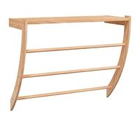 vidaXL Towel Rack - Walnut Solid Wood Wall-mounted Bathroom Holder with Curved Shelf