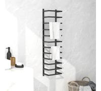 vidaXL Steel Towel Rack - Wall Mounted, Industrial Style, Durable Bathroom Fixture, Black, Dimensions 24x12x96 cm