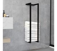 vidaXL Towel Rack Black Iron Bathroom Storage Rack Wall Mounted Shelf Holder