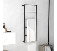 vidaXL Towel Rack Black Steel Bathroom Storage Wall Rack Towel Holder Hanger