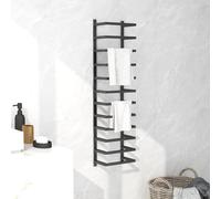 vidaXL Towel Rack Black Steel Bathroom Storage Wall Rack Towel Holder Hanger