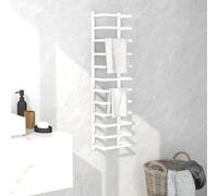 vidaXL Industrial Style Towel Rack - Robust Steel Construction - Minimalistic White Finish - 24x12x96 cm - Wall-Mounted Design for Bathroom