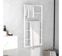 vidaXL Towel Rack White Steel Bathroom Wall Storage Rack Towel Hanger Holder