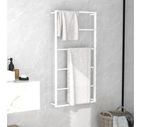 vidaXL Towel Rack White Steel Bathroom Wall Storage Rack Towel Hanger Holder