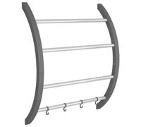 vidaXL Towel Rack with Hooks Silver Aluminium Wall Mounted Towel Bar Rail