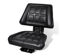vidaXL Tractor Seat with Backrest Black, Black