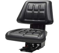 "vidaXL Durable Tractor Seat with Suspension - Black Heavy-Duty PVC Upholstery, High Weight Capacity, Adjustable Settings, Sliding Tracks, and Easy Installation"