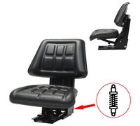 "vidaXL Durable Tractor Seat with Suspension - Black Heavy-Duty PVC Upholstery, High Weight Capacity, Adjustable Settings, Sliding Tracks, and Easy Installation"