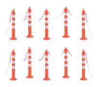vidaXL Traffic Control Bollards 10 pcs with Chain 75 cm PE