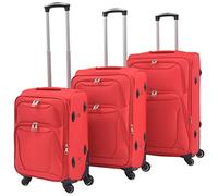 vidaXL 3-Piece Soft Case Trolley Set - Red PVC-Oxford Expandable Wheeled Suitcases with 360-degree Castors & Telescopic Handle
