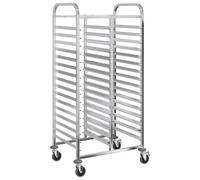 vidaXL Tray Trolley with 32 GN Containers 75x55x162.5 cm Stainless Steel