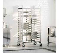 vidaXL Tray Trolley with 32 GN Containers 75x55x162.5 cm Stainless Steel