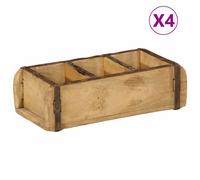 vidaXL Tray with Storage 4 pcs Brown 30 x 14 x 9 cm Solid Reclaim Wood