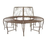 vidaXL Tree Bench 8-Seater Ø 160 x 89 cm Steel Antique Brown Round