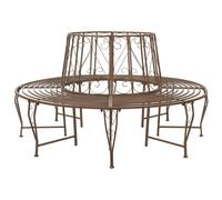 vidaXL Tree Bench 8-Seater Ø 160 x 89 cm Steel Antique Brown Round