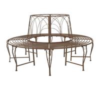 vidaXL Tree Bench 8-Seater Ø 160 x 89 cm Steel Antique Brown Round