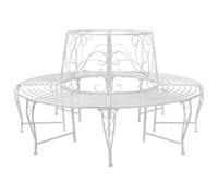 vidaXL Tree Bench 8-Seater Ø 160 x 89 cm Steel Antique White Round