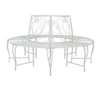 vidaXL Tree Bench 8-Seater Ø 160 x 89 cm Steel Antique White Round