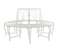 vidaXL Tree Bench 8-Seater Ø 160 x 89 cm Steel Antique White Round